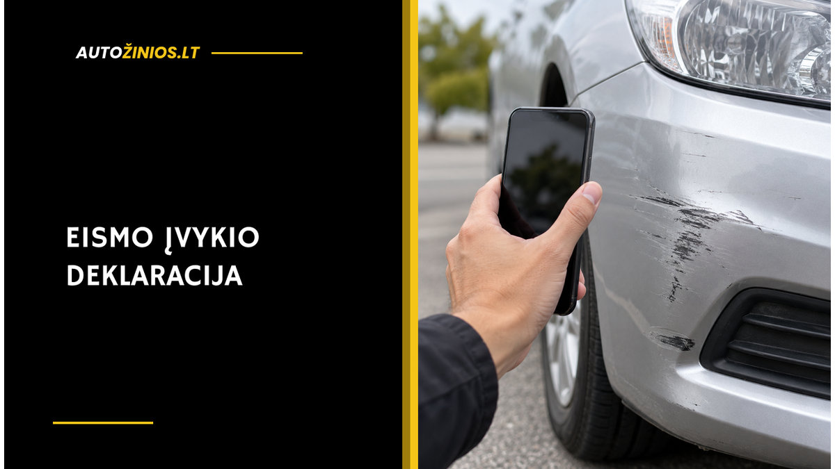 Ranka laikomas telefonas šalia stovinčio sidabrinio automobilio įbrėžto bamperio