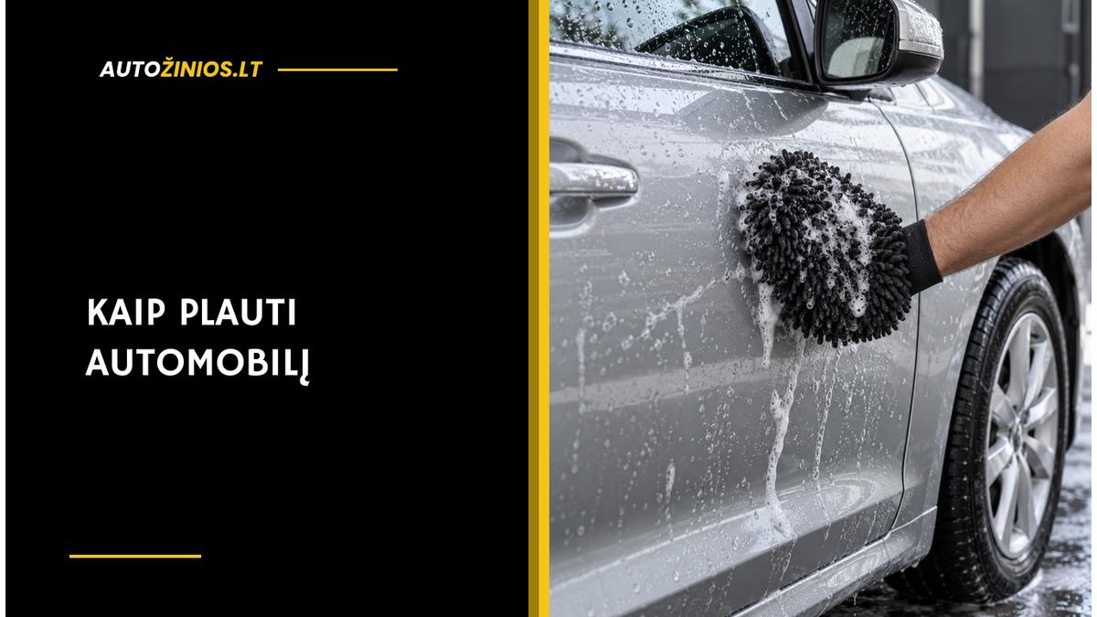 Sidabrinio automobilio durys plaunamos minkšta mikropluošto pirštine